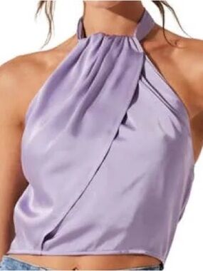 Astr Lilac Satin Halter Cami